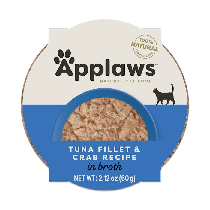 Applaws Natural Wet Cat Food Tuna & Crab in Broth - 2.12 oz Cups (10 Count) Grain-Free, Limited Ingredient