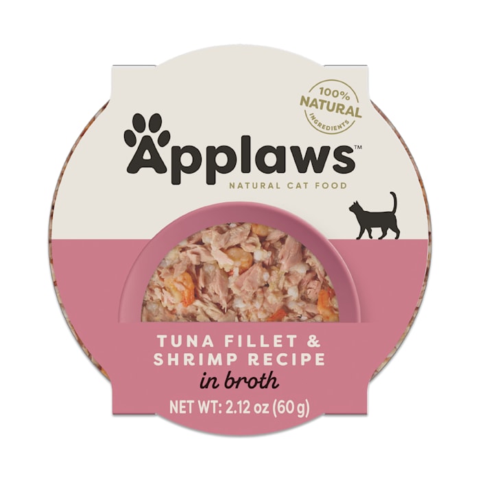 Applaws Natural Wet Cat Food Tuna Fillet & Shrimp in Broth, 2.12 oz Cups
