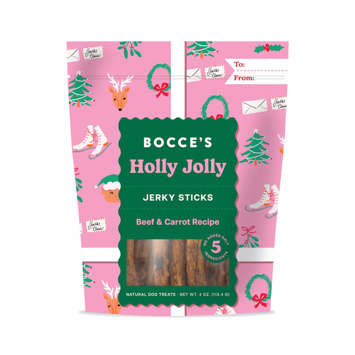 Bocce's Bakery Holly Jolly Jerky Sticks Dog Treats - Beef & Carrot, 4 oz