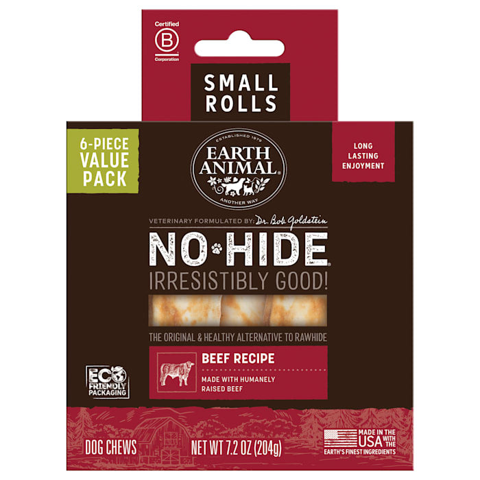 Earth Animal No-Hide Rolls Beef Recipe Small Natural Long...