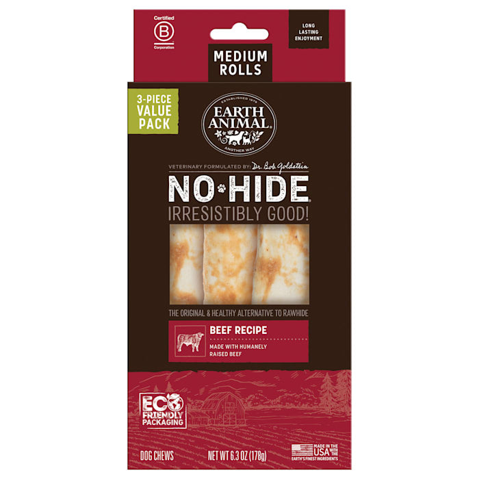Earth Animal No-Hide Rolls Beef Recipe Medium Natural Lon...
