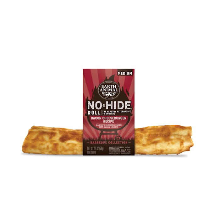 Earth Animal No Hide BBQ Bacon Cheeseburger Roll - Medium Dog Chew