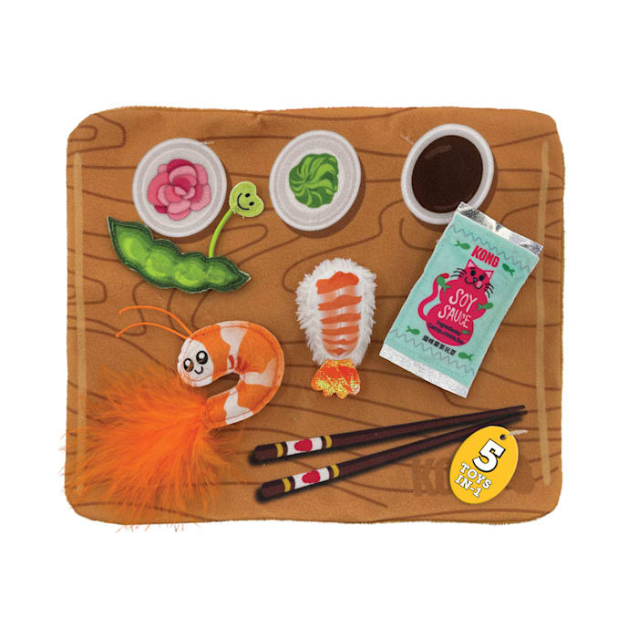 KONG Pull-A-Partz Sushi Cat Toy - Interactive Plush Cat Toy with Catnip (5-in-1)