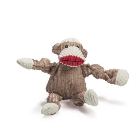 HuggleHounds Knottie Plush Dog Toy - Sock Monkey  Small