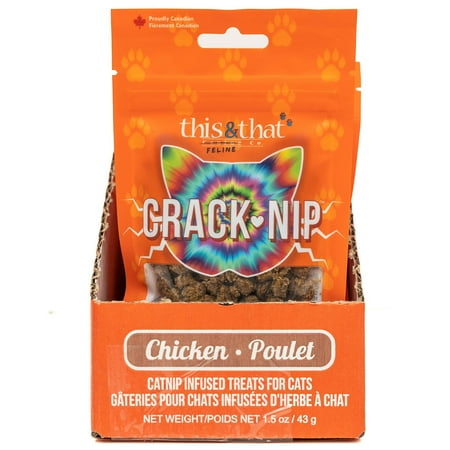 This & That Snack Station Crack Nip Chicken Cat Treats - 1.5 oz / 43g - Catnip Infused Protein Rich Bites