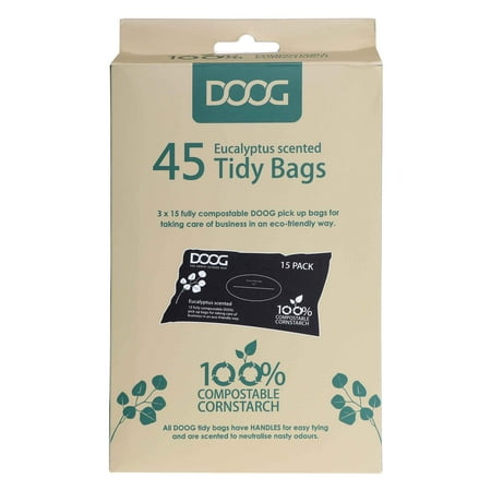 DOOG Compostable Dog Poop Bags - 45 Count (3 x 15 Packs) - Eco-Friendly Pet Waste Bags