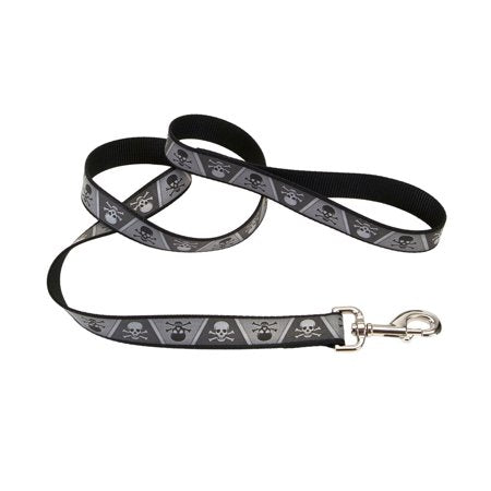 LazerBrite Dog Lead 1inch x 6 feet Skull and Bones