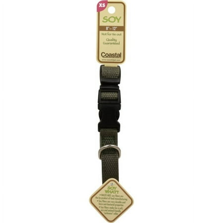 New Earth Soy Adjustable Dog Collar, Forest Green, 5/8" x 8"-12"