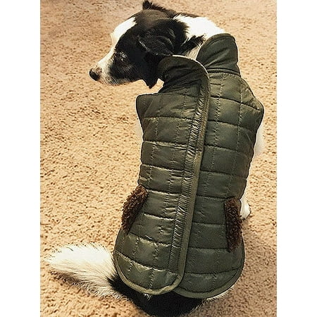 Fashion Pet Reversible Ski Jacket, Olive/Brown, X-Small