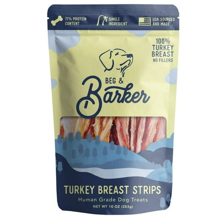 Beg & Barker Turkey Breast Strips Dog Treats - 10oz - All Natural, Single Ingredient Jerky