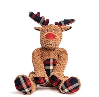 Fabdog Floppy Reindeer Dog Toy - Holiday Plush with Squeakers
