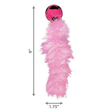 KONG Wild Tails Cat Toy - Feather Teaser, Plush Ball, Rattle Sound (Assorted Colors)
