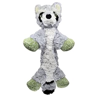 KONG Low Stuff Flopzie Raccoon - Medium Dog Toy - Less Stuffing, More Squeaks!