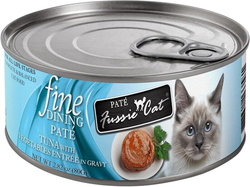 Fussie Cat Fine Dining Pate Tuna with Vegetables Wet Cat Food, 2.82 oz Can (Case of 24 Available)