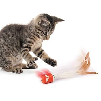 SmartyKat Instincts Sneaky Spinner Interactive Cat Toy, Rechargeable, Feather Tail