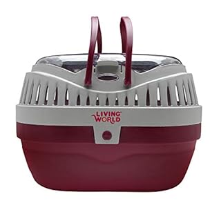 Living World Pet Carrier - Large - Small Animal Carrier - Red/Grey