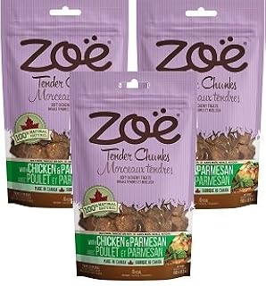 Zoe Tender Chunks Dog Treats, Chicken & Parmesan, 5.3 oz (150g) - Soft Chewy Grain-Free