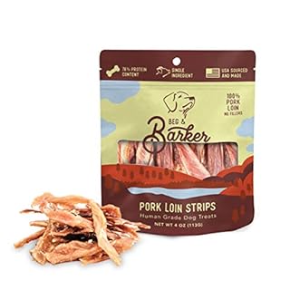 Beg & Barker Pork Loin Strips Dog Treats, 4 oz - All Natural, Grain-Free, USA Made