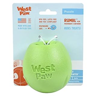 West Paw Zogoflex Rumbl Dog Toy, Small, Jungle Green - Treat Dispensing Puzzle