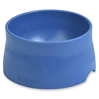 West Paw SeaFlex No-Slip Dog Bowl - Marine Blue - 35 oz / 4 Cup - Quiet Feeding, Dishwasher Safe