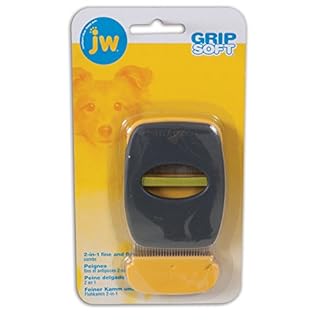 JW GripSoft 2-in-1 Flea & Fine Tooth Comb for Dogs & Cats - Removes Tangles and Fleas