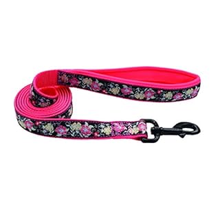 Coastal Ribbon Weave Dog Leash - Pink & Yellow Flowers