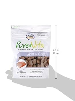 PureVita Skin & Coat Support Dog Treats - 6 oz - Salmon Recipe for Healthy Skin & Coat