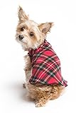 Gold Paw Stretch Fleece Dog Coat Red Plaid - Size 8 - Soft, Warm Pet Pullover Sweater
