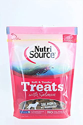 NutriSource Soft & Tender Salmon Dog Treats - 14 oz, TU80022, Salmon Flavor, Soft Chewy Texture