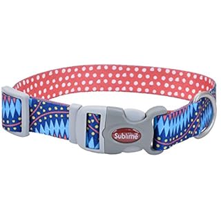 Coastal Pet Sublime Adjustable Dog Collar - Blue Diamond Dots - 3/4" x 8-12" Small