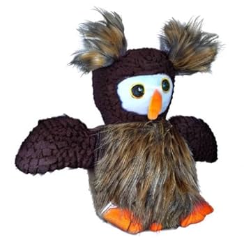 Spunky Pup Furry Friends Owl Plush Dog Toy with Squeaky Ball