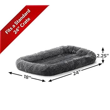 Midwest Quiet Time Pet Bed - Plush Gray Fleece Mat for 24" Crates - 24x18