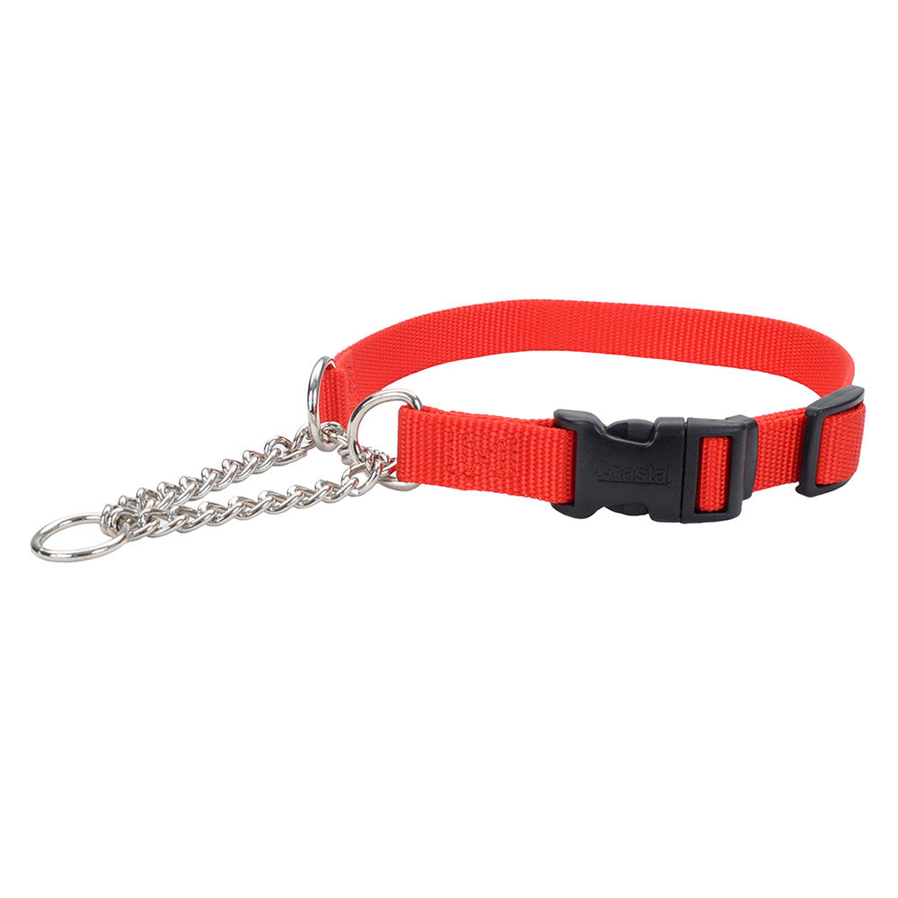 Coastal Adjustable Check Training Dog Collar, Red, 1-in x 22-29-in