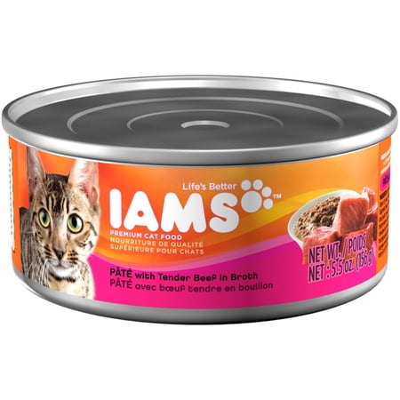 Iams Pate With Tender Beef Canned Wet Cat Food, 5.5 Oz