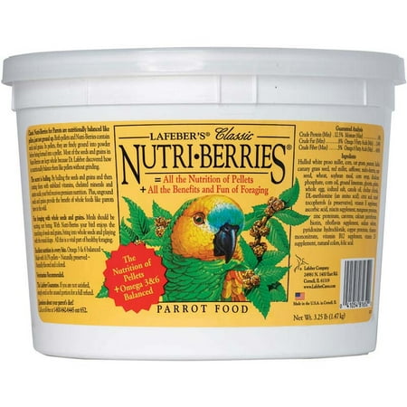 Lafeber's Classic Nutri-Berries Parrot Food 3.25lb Tub - Non-GMO Parrot Food