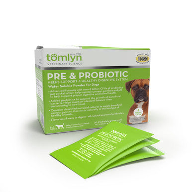 Tomlyn Pre & Probiotic Powder Supplement for Dogs - Flavorless, 30 Packets