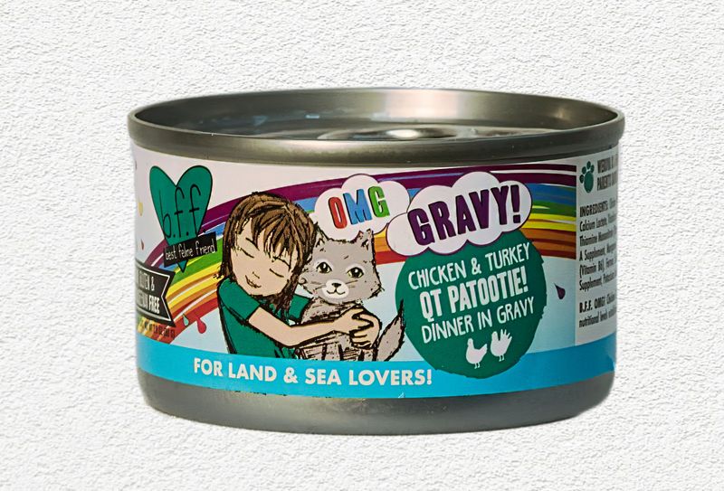 Weruva BFF OMG QT Patootie Chicken & Turkey in Gravy Grain-Free Wet Cat Food, 2.8 oz Can