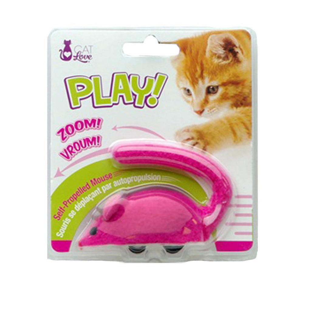 Catlove Mouse On Wheels Cat Toy, Pink