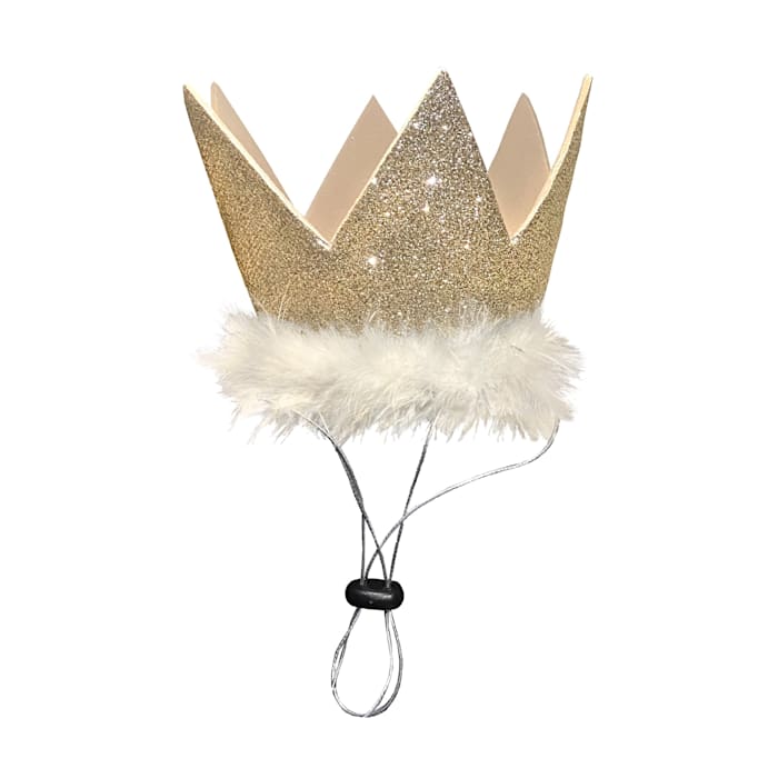 Huxley & Kent Pet Party Crown - Gold Glitter Crown Hat for Dogs & Cats - Small