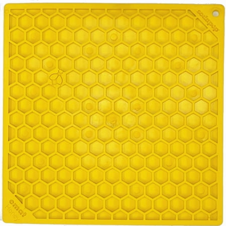 SodaPup Honeycomb Lick Mat - Large, Yellow - Dog Enrichment & Slow Feeder