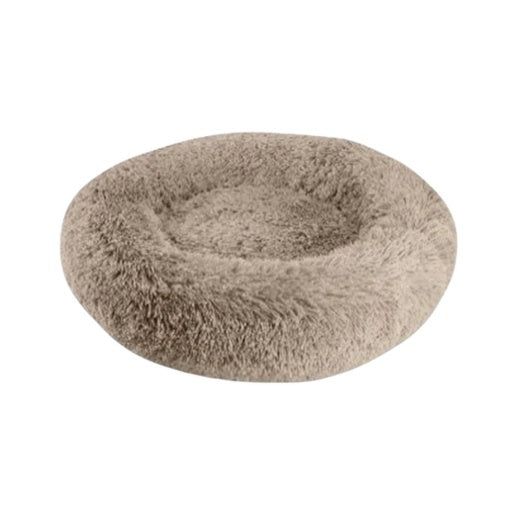 Arlee Warmly Shaggy Donut Dog Bed, Taupe, 28x28x8 in - Calming Pet Bed