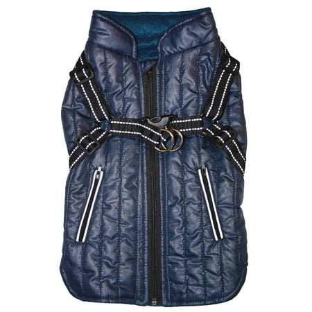 Fashion Pet Harness Coat Navy - Medium