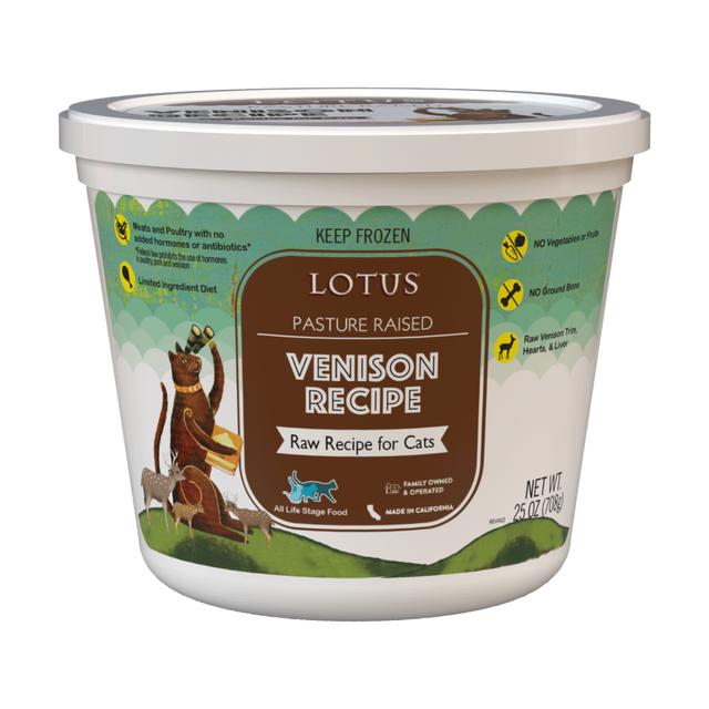 Lotus Frozen Raw Cat Food - Grain-Free Venison, 24 oz