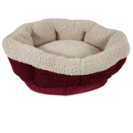 Aspen Pet Self Warming Round Bed, 19.5 inch, Barn Red/Cream - Cat/Dog Bed