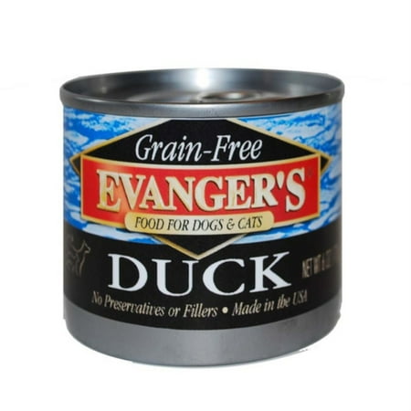 Evanger's Grain-Free Duck Wet Dog & Cat Food, 6 oz Can - Single Protein, Limited Ingredient Diet, Food Topper