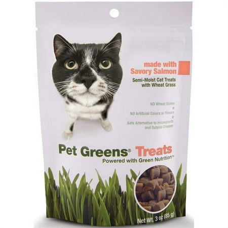 Pet Greens Cat Craves Salmon Treats - Semi-Moist with Cat Grass, 3 oz