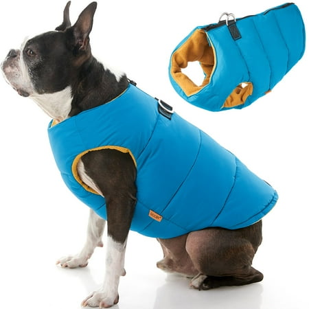 Gooby Padded Vest Dog Jacket, Turquoise, Small - Warm Fleece Vest with Dual D Ring Leash, Water Resistant
