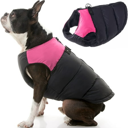 Gooby Padded Vest Dog Jacket - Pink, X-Large - Warm Fleece Vest with Dual D Ring Leash, Water Resistant