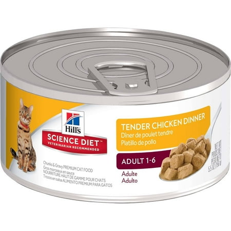 Hill's Science Diet Adult Tender Chicken Dinner Chunks & Gravy Canned Cat Food, 5.5 oz, 24-pack
