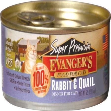 Evanger's Super Premium Rabbit & Quail Dinner Wet Cat Food, 5.5 oz Can